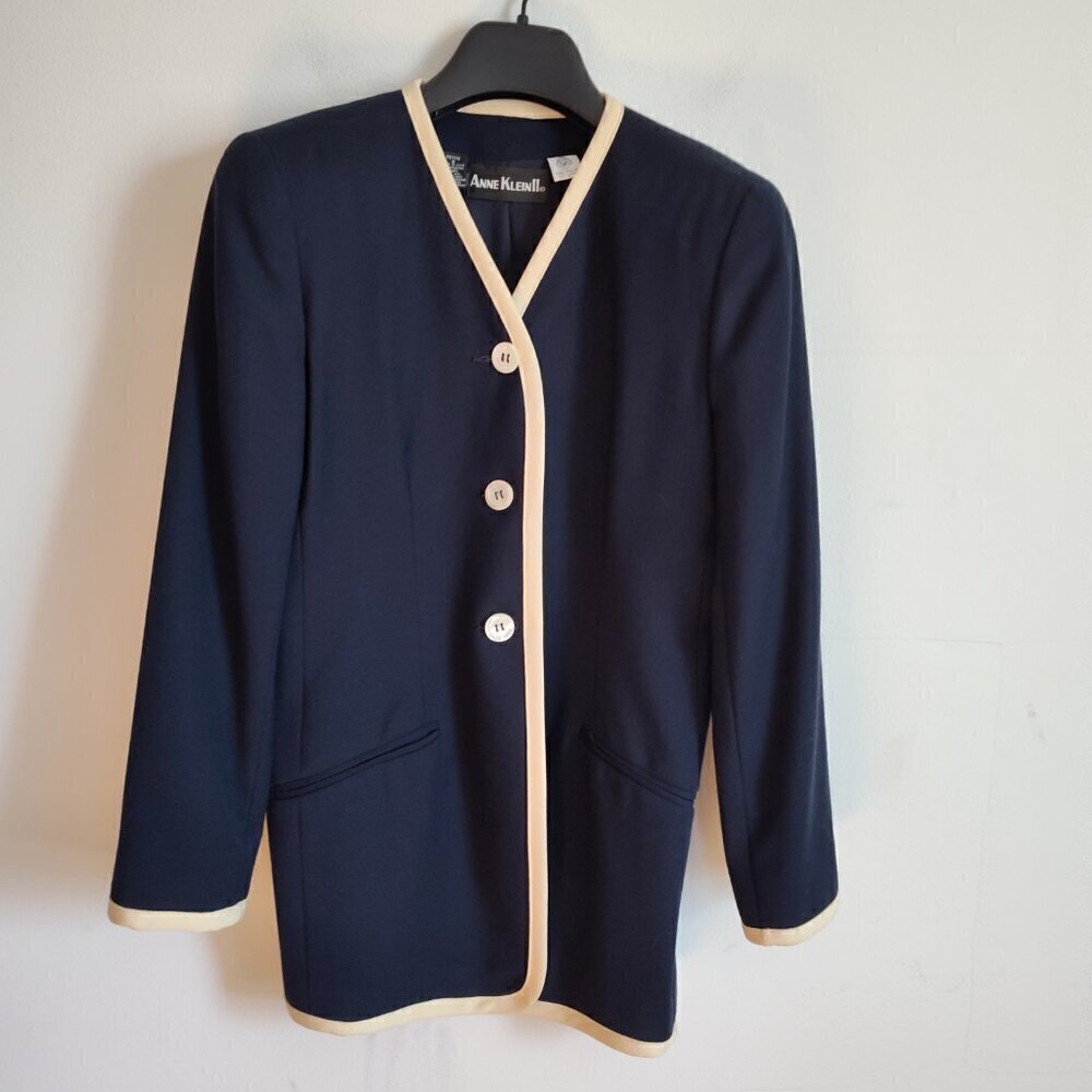 Anne Klein Single-Breasted Wool Jacket